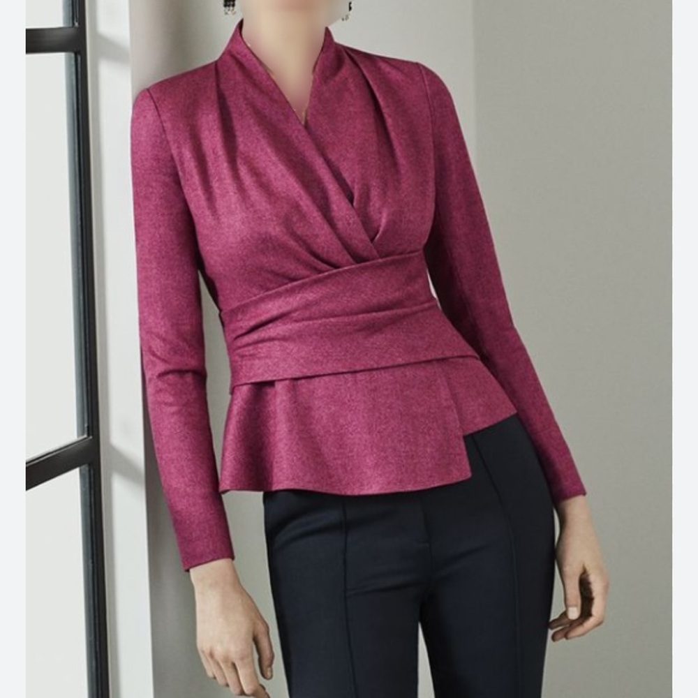 Chic Fuchsia Wrap Blouse